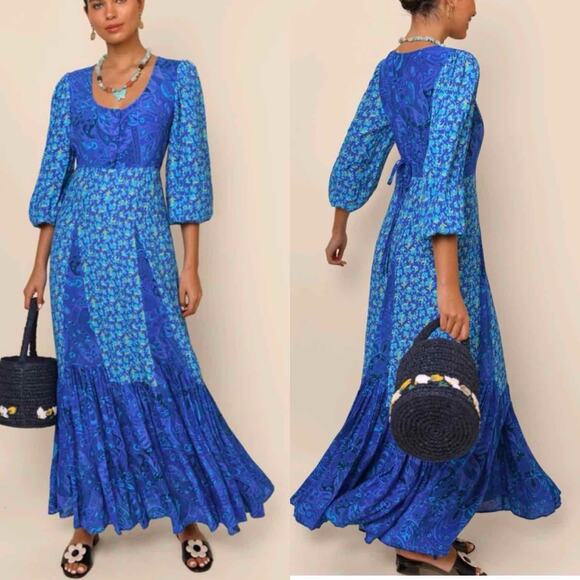 Rixo Virginia Floral Midi Dress Fontainhas Floral Cobalt Mix Size XS - Picture 7 of 14